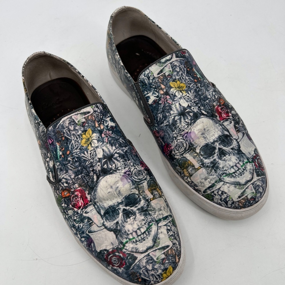 Mens Robert‎ Graham Skull Slip On Loafers Size 10.5 Halloween Goth Death Samhain